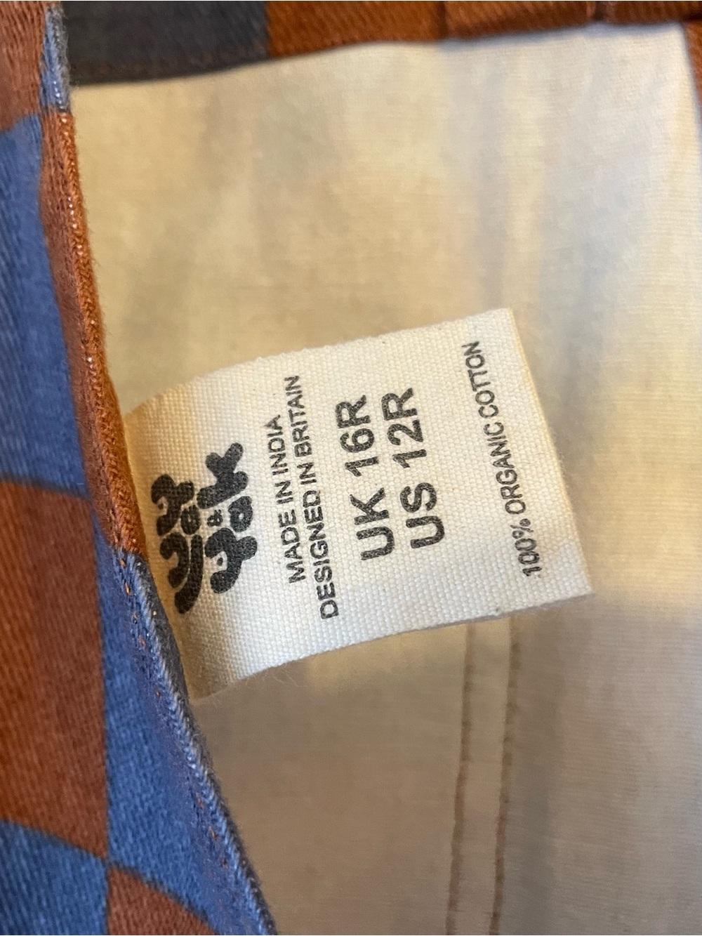 Lucy & Yak Checkerboard Tie-Strap Overalls - Blue & Brown - Picture 8 of 8